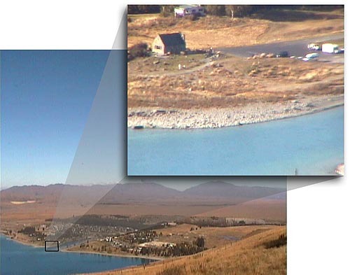 Indication of the level of zoom achievable on the Tekapo Tourism webcam